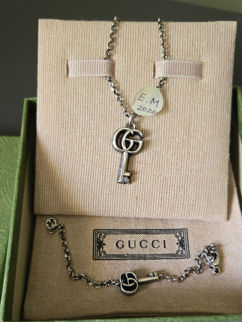 Gucci Silver-Tone Key Pendant Necklace and Bracelet Set